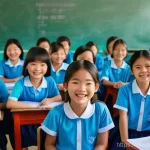 Home 18 게임 요소의 세분화와 교육적 응용 - **Prompt**: "A vibrant and modern elementary school classroom in Vietnam, filled with smiling, engag...