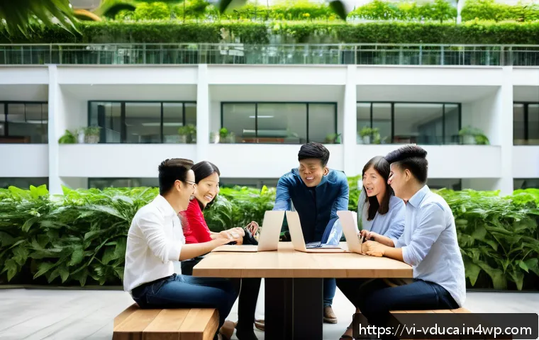 게이미피케이션 교육 성공을 위한 팀 구성 전략 - A modern, open-plan Vietnamese office environment filled with natural light, featuring a diverse gro...